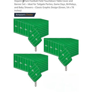 Oojami Football Field Table Covers Green 54x78‎ And Touch Down Banner Superbowl